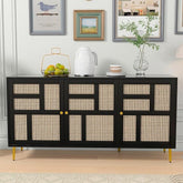 The Gileteen Rattan 3 Doors Buffet Sideboard Farmhouse for Living Room